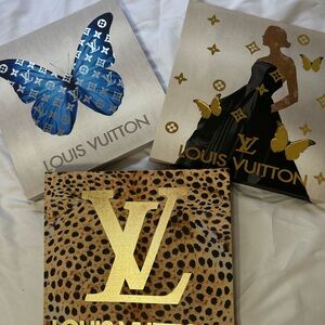 Louis Vuitton Blue, Gold, and Leopard Print Canvas set.